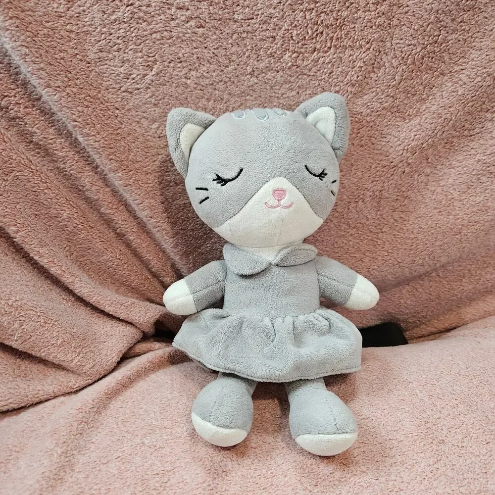 Gray Plush Ballerina Kitty Cat Stuffed Animal Toy